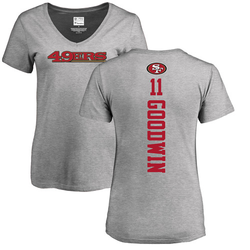San Francisco 49ers Ash Women Marquise Goodwin Backer #11 NFL T Shirt